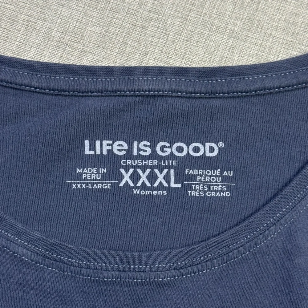 Life Is Good T-Shirt Womens 3XL Blue Crew Neck Basic Relaxed 100% Cotton